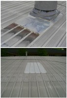 Before and after the roof patch is installed